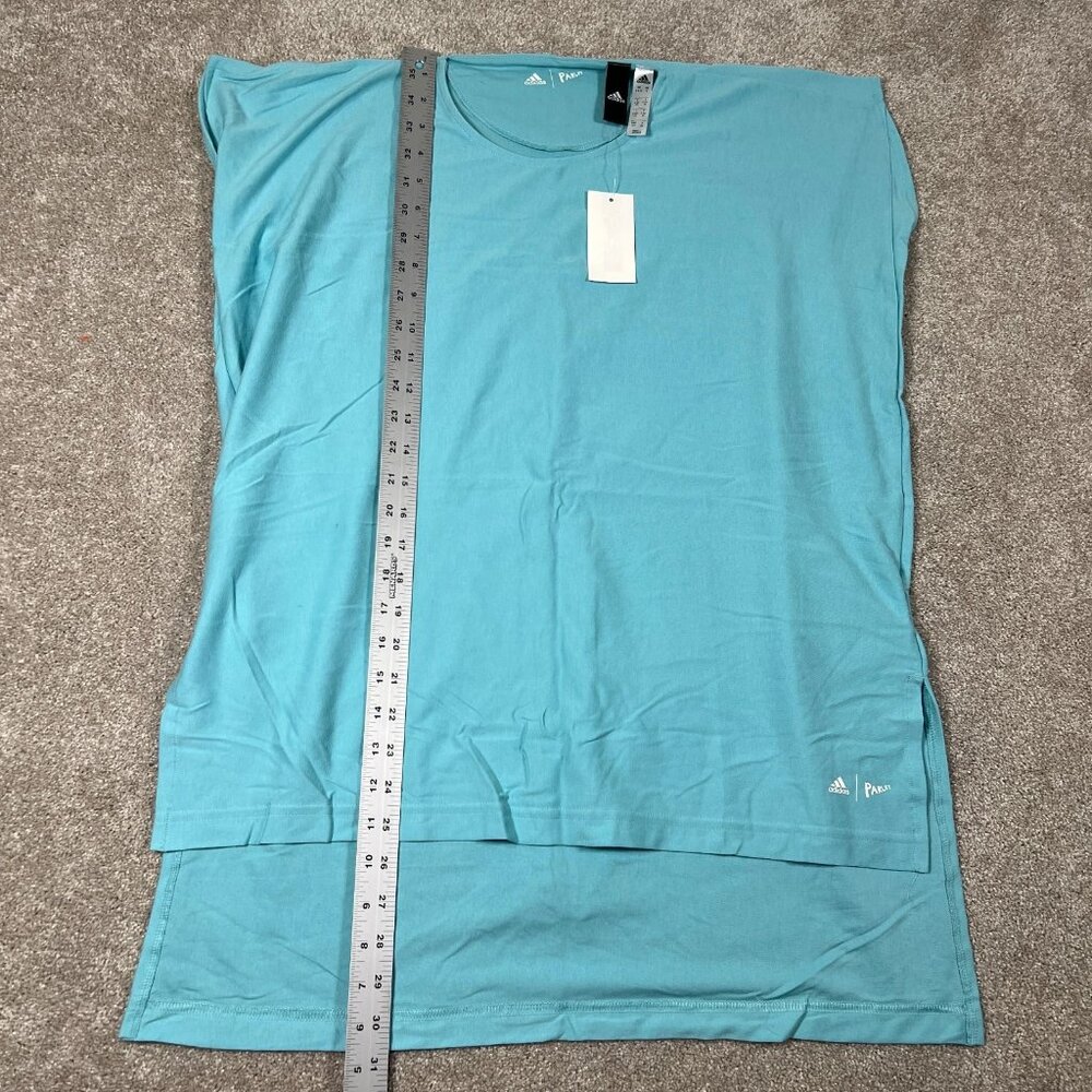 Adidas Parley Womens Small Turquoise Blue Hi Low Hem Activewear‎ Tunic Top NWT - Picture 9 of 9